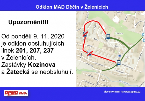 Omezení v Želenicích od 9. 11. 2020 pro MAD Děčín