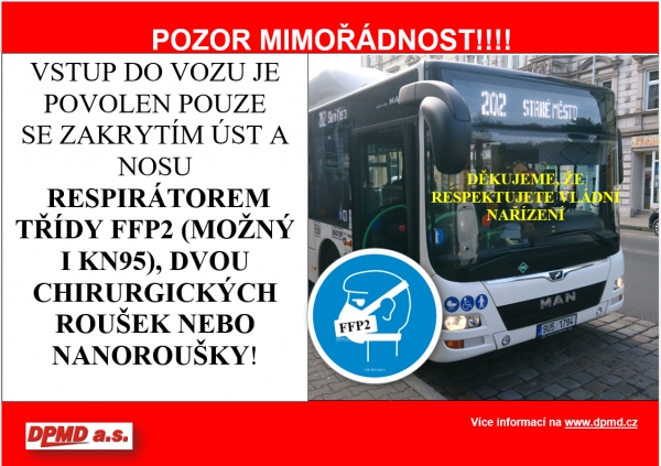 Zpřísněné podmínky v dopravních prostředcích od 25.2.2021