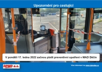 V pondělí 17. ledna 2022 začínají platit preventivní opatření v MAD Děčín
